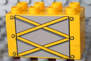 Duplo, Brick 2 x 4 x 2 with Yellow Girders on Light Bluish Gray Pattern