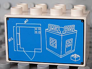 Duplo, Brick 2 x 4 x 2 with House Blueprint and Brick Pattern