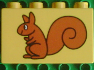 Duplo, Brick 2 x 4 x 2 with Squirrel Pattern