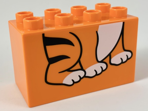 Duplo, Brick 2 x 4 x 2 with Tiger Feet Pattern