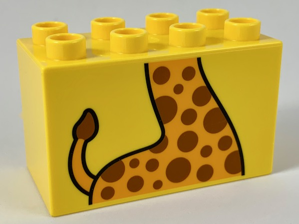 Duplo, Brick 2 x 4 x 2 with Giraffe Body and Tail Pattern