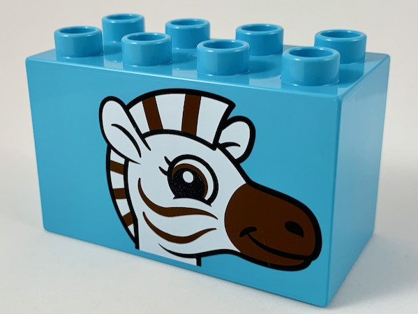 Duplo, Brick 2 x 4 x 2 with Zebra Head Pattern