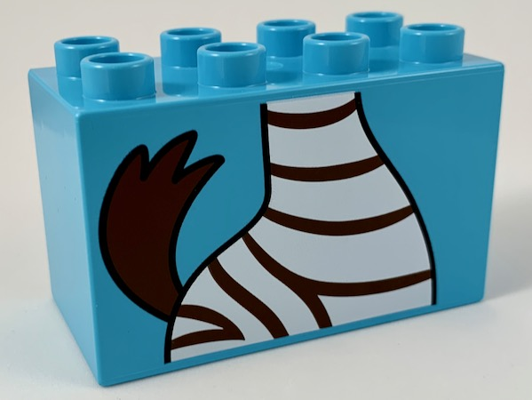 Duplo, Brick 2 x 4 x 2 with Zebra Body and Tail Pattern