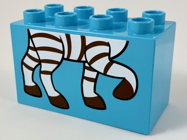 Duplo, Brick 2 x 4 x 2 with Zebra Feet Pattern