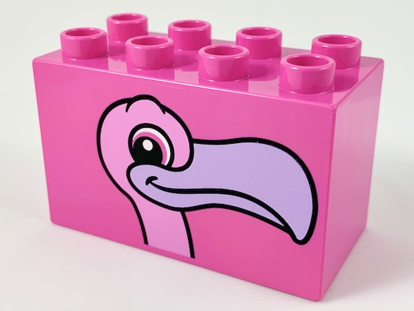 Duplo, Brick 2 x 4 x 2 with Flamingo Head Pattern