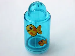 Primo Brick, Round 1 x 1 x 2 with Shaker Top with Fish Pattern