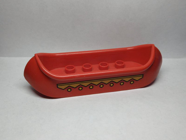 Duplo Canoe 2 x 8 with Yellow Zigzag Line and Dots Pattern