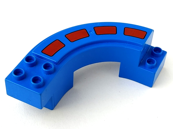 Duplo Road Section, Curve with Red Broken Stripe Pattern