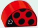 Duplo, Brick 2 x 4 x 2 Slope Curved Double with Ladybug Pattern