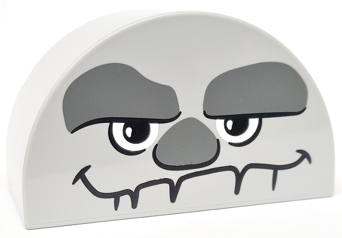 Duplo, Brick 2 x 4 x 2 Slope Curved Double with Dark Bluish Gray Eyebrows and Nose, Black and White Eyes and Mouth Pattern (Frozen Earth Giant Face)