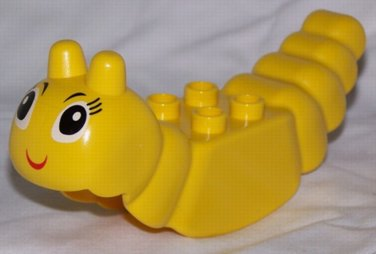 Duplo Insect Body with 2 x 2 Studs and Antenna with Black Eyes and Red Smile Pattern