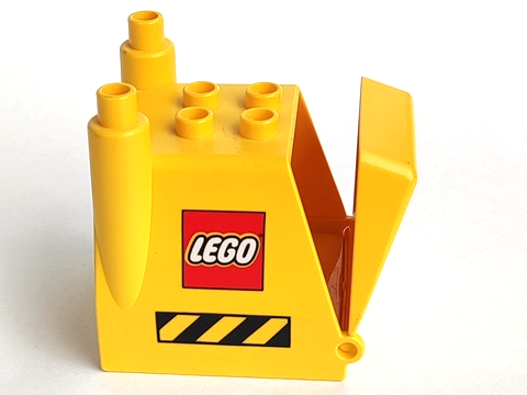 Duplo Truck Construction Vehicle Back with Hatch with Black and Yellow Danger Stripes and LEGO Logo Pattern on Both Sides (31257pb01 / 31261)