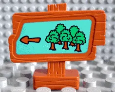 Duplo Road Sign Wood Grain with Arrow and Trees on Light Turquoise Background Pattern