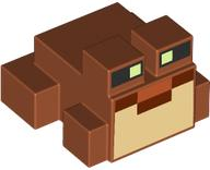Minecraft Frog with Black and Yellowish Green Eyes, Reddish Brown Mouth, Tan Vocal Sac Pattern