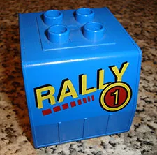 Duplo, Train Freight Container with Yellow 'RALLY' and Number 1 in Circle Pattern