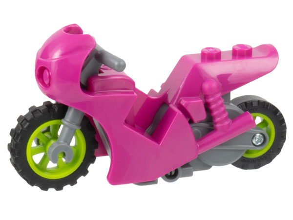 Stuntz Flywheel Motorcycle Sport Bike Round Front with Dark Bluish Gray Frame, Lime Wheels, and Dark Bluish Gray Handlebars