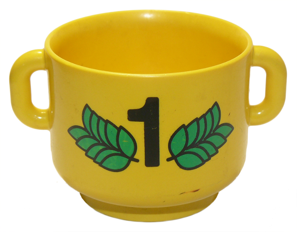 Duplo Utensil Kettle with Open Handles, Number 1 and Green Leaves Pattern (Trophy Top)