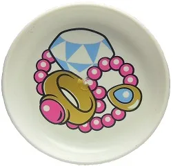 Duplo Utensil Dish 3 x 3 with Ring, Beaded Pendant Necklace, and Diamond Jewel Pattern