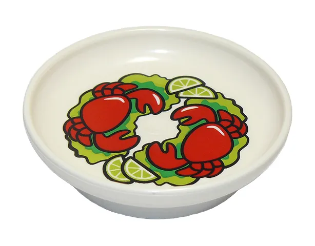 Duplo Utensil Dish 3 x 3 with Steamed Red Crabs and Lime Slices on Lettuce Leaves Pattern