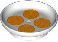 Duplo Utensil Dish 3 x 3 with Bright Light Orange and Orange Moon Cakes Pattern