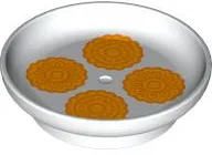 Duplo Utensil Dish 3 x 3 with Bright Light Orange and Orange Moon Cakes Pattern
