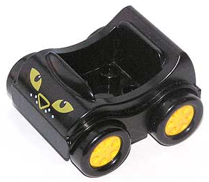 Duplo Car with Molded Yellow Wheels and Black Smooth Tires with Yellow Eyes and Nose, White Dots Pattern