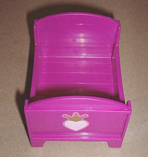 Duplo, Doll Furniture Bed Small with Bright Pink Heart with Gold Crown Pattern (Sticker) - Set 4822