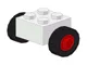 Brick, Modified 2 x 2 with Red Wheels for Single Tire with Black Tires 14mm D. x 4mm Smooth Small Single (3137c01 / 3139)