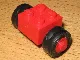 Brick, Modified 2 x 2 with Red Wheels for Dually Tire with Black Tires Smooth Small Dually (3137c02 / 7b)