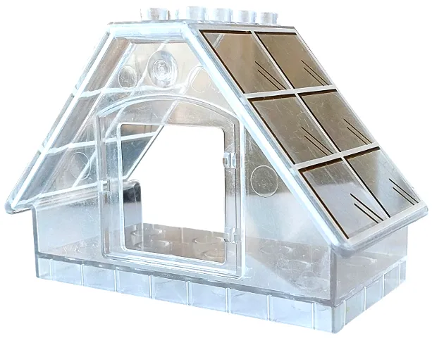 Duplo Roof Sloped 4 x 8 x 5 with Window Opening with Dark Gray and White Window Frames Pattern