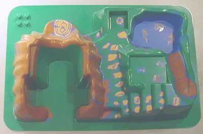 Duplo, Baseplate Raised 16 x 24 with Stairs and Mountain with Brown and Blue Pattern