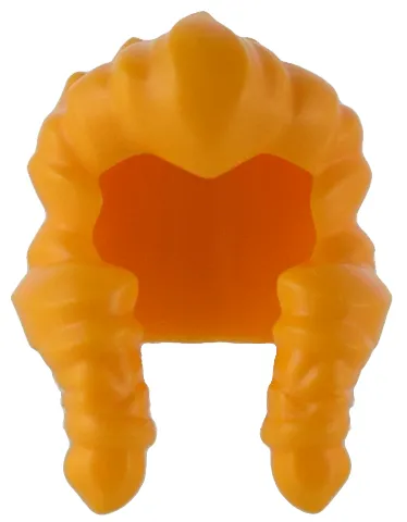 Minifigure, Hair Long Widows Peak Swept Back and Spiked with 2 Braids over Shoulders