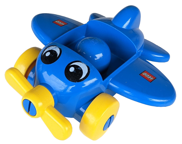 Primo Vehicle Airplane with Yellow Propeller and Wheels with Eyes and LEGO Logo on Wings Pattern