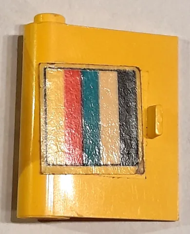 Door 1 x 3 x 3 Left with Thin Handle with 5 Color Vertical Stripes Pattern (Sticker) - Set 685