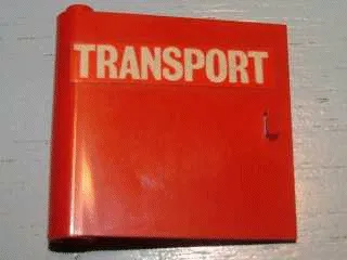Door 1 x 5 x 4 Left with White 'TRANSPORT' on Red Background Pattern (Sticker) - Set 725-2