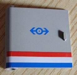 Door 1 x 5 x 4 Left with Red/White/Blue Stripe and Train Logo Pattern