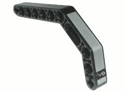Technic, Liftarm, Modified Bent Thick 1 x 11.5 Double with Silver Stripe and V-8 Pattern (Sticker) - Set 8466