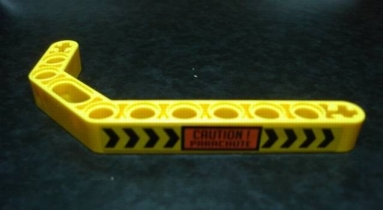 Technic, Liftarm, Modified Bent Thick 1 x 11.5 Double with Black Chevrons and 'CAUTION! PARACHUTE' Pattern (Sticker) - Set 8146