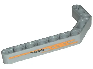 Technic, Liftarm, Modified Bent Thick 1 x 11.5 Double with Orange Stripes and '7699' Pattern Model Left (Sticker) - Set 7699
