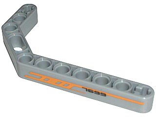 Technic, Liftarm, Modified Bent Thick 1 x 11.5 Double with Orange Stripes and '7699' Pattern Model Right (Sticker) - Set 7699