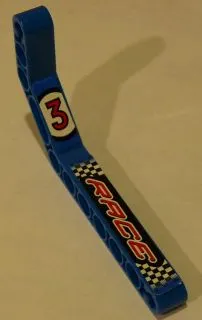 Technic, Liftarm, Modified Bent Thick 1 x 11.5 Double with Number 3 and 'RACE' Pattern Model Left Side (Stickers) - Set 8238