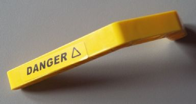 Technic, Liftarm, Modified Bent Thick 1 x 11.5 Double with 'DANGER' Pattern (Sticker) - Set 8295