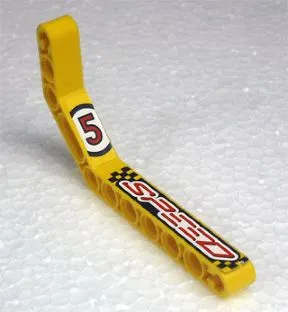 Technic, Liftarm, Modified Bent Thick 1 x 11.5 Double with Number 5 and 'SPEED' Pattern Model Left Side (Stickers) - Set 8238