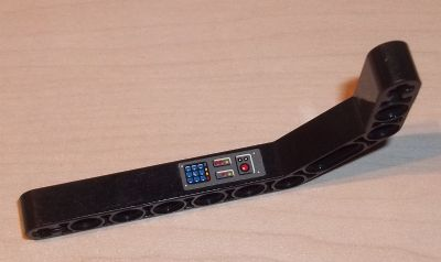 Technic, Liftarm, Modified Bent Thick 1 x 11.5 Double with Blue Control Pad and Lights Pattern (Sticker) - Set 8229