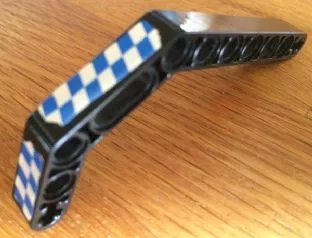 Technic, Liftarm, Modified Bent Thick 1 x 11.5 Double with Blue and White Checkered Pattern Model Right Side (Stickers) - Set 8163