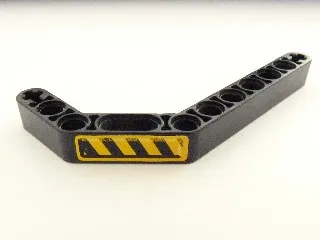 Technic, Liftarm, Modified Bent Thick 1 x 11.5 Double with Black and Yellow Danger Stripes Pattern Model Left Side (Sticker) - Set 8446