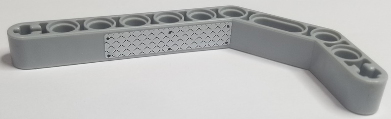 Technic, Liftarm, Modified Bent Thick 1 x 11.5 Double with Silver Tread Plate and 6 Rivets Pattern (Sticker) - Set 7906