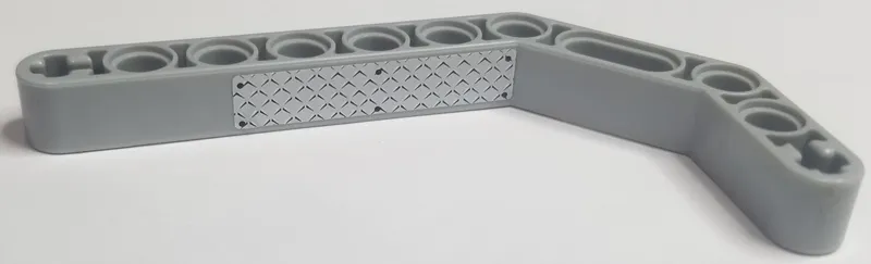 Technic, Liftarm, Modified Bent Thick 1 x 11.5 Double with Silver Tread Plate and 6 Rivets Pattern (Sticker) - Set 7906