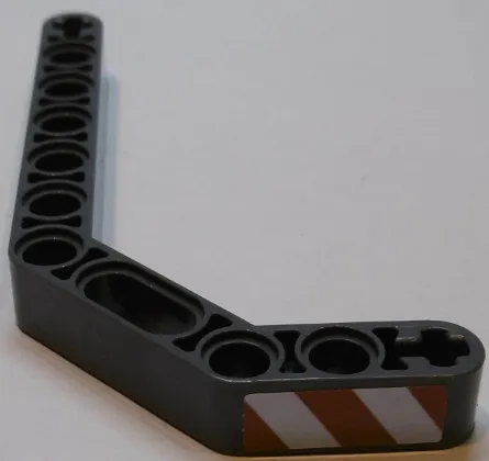 Technic, Liftarm, Modified Bent Thick 1 x 11.5 Double with Red and White Danger Stripes Pattern Model Left Side (Sticker) - Set 42055
