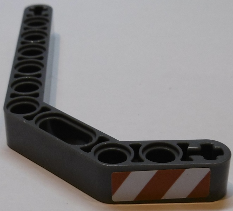 Technic, Liftarm, Modified Bent Thick 1 x 11.5 Double with Red and White Danger Stripes Pattern Model Right Side (Sticker) - Set 42055